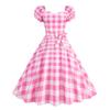Hot Sale, Summer Sexy Bubble Sleeve Lace-Up Waist Checkered Polka Dot Printed Dress