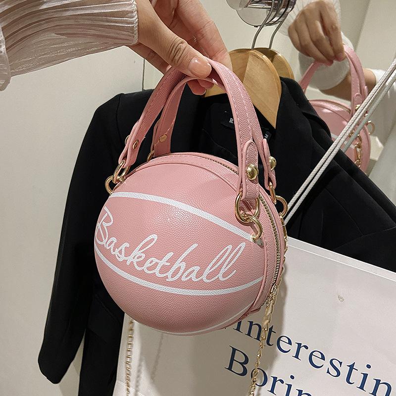 Trendy Letter Chain Basketball Bag New Fashion Korean Style Solid Color Simple Handheld Shoulder Bag for Women