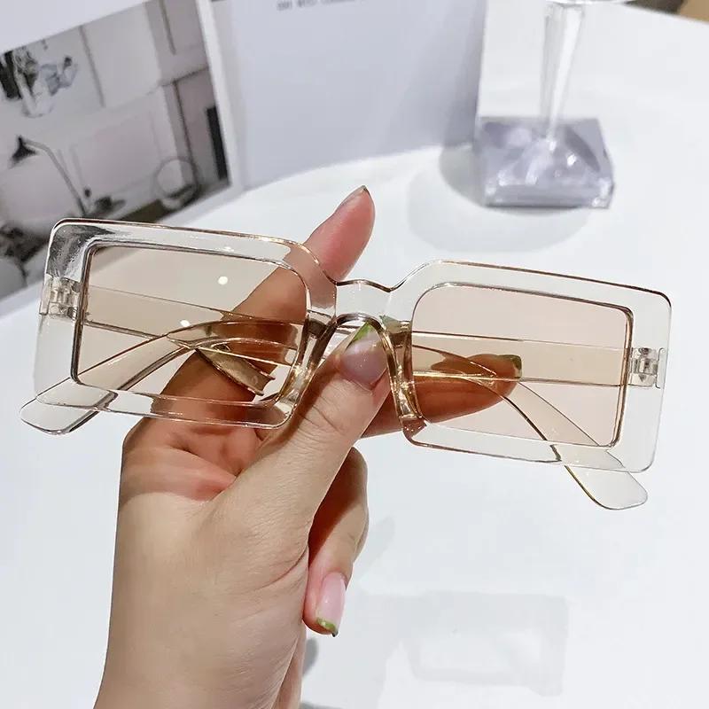 Rectangle Frame Sunglasses Women's Stylish Jelly Color Sun Eyeglasses Summer Y2k Travel Eyewear UV400    Latest