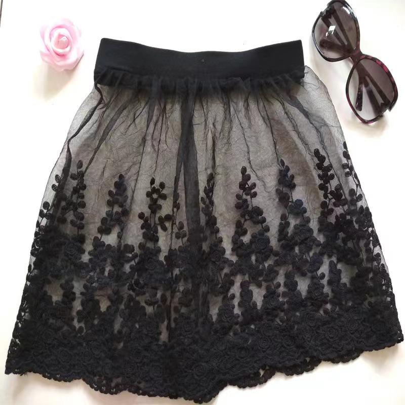 Four Seasons Women's Lace Mini Skirt with Embroidery - Fashionable Layer for Leggings, Sweatshirts, or Sweaters - Butt Covering Design