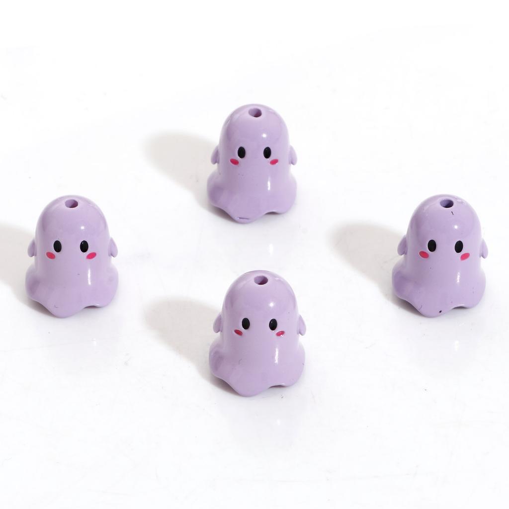 Colorful Acrylic Beads Halloween Ghost Bead For DIY Charm Jewelry Making Findings About 17mm x 15mm, Hole: Approx 1.8mm, 5PCs