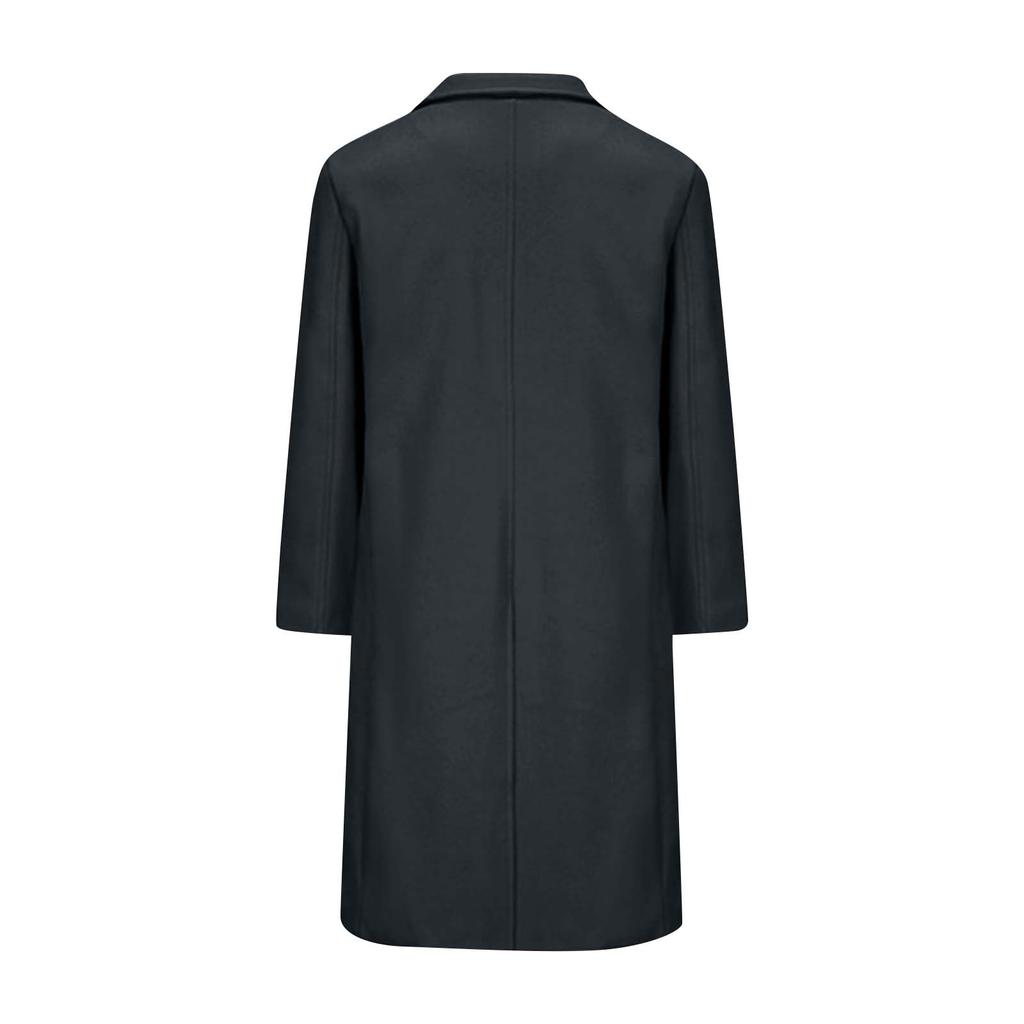 Herre Lang Ensfarget Enkeltkneppet Langermet Ullkåpe Casual Slim Trendy Vindjakke