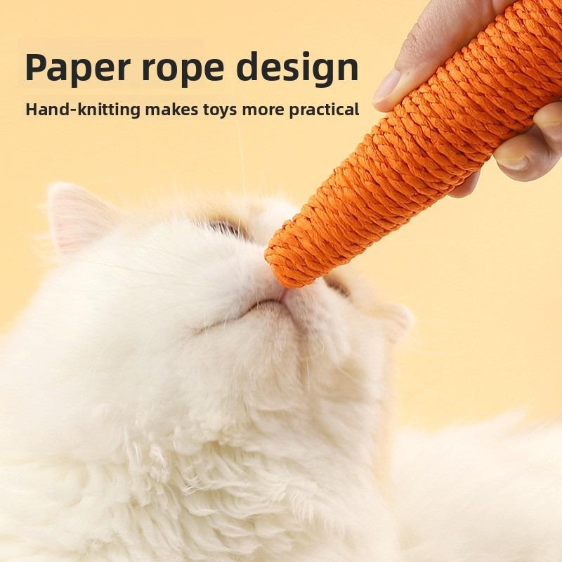 Self Play Sound Carrot Cat Toys Anti-Bite Teething Stick Cuddle Wand Scratch Board For Indoor Home Cat Pet Supplies