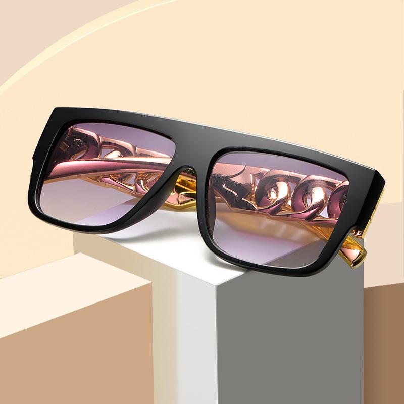 New Trend Sunglasses for Women Fashion Hip Hop Punk Gold Necklace Sun Glasses for Men Luxury Brand Design Eyeglasses Uv400