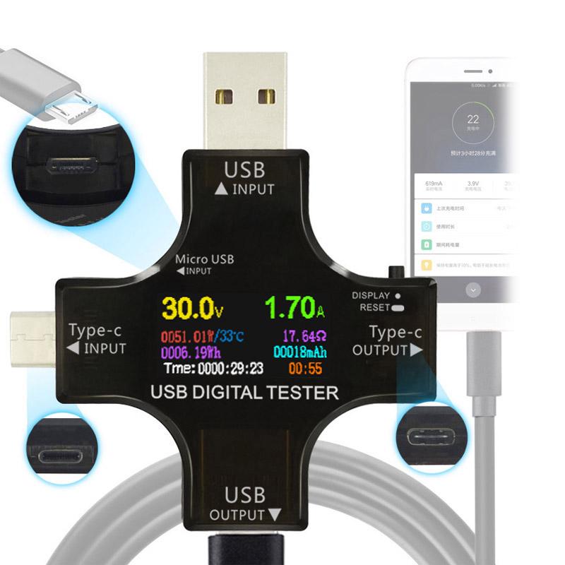 Digital Voltmete Type-C/USB Tester Measuring Voltage Current Smart Amperemeter Ammeter Detector