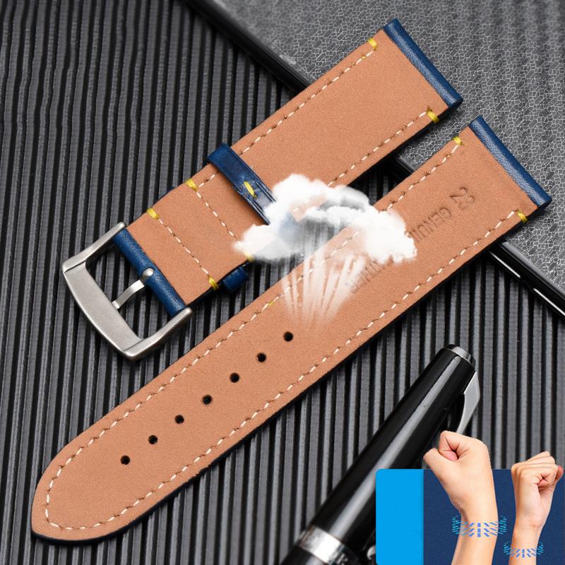 Echtes Leder+ Silikonkautschuk Uhrenarmband für Citizen Blue Angel AT8020 Sky Eagle JY8078 8035 Armband 22mm 23mm Schwarz