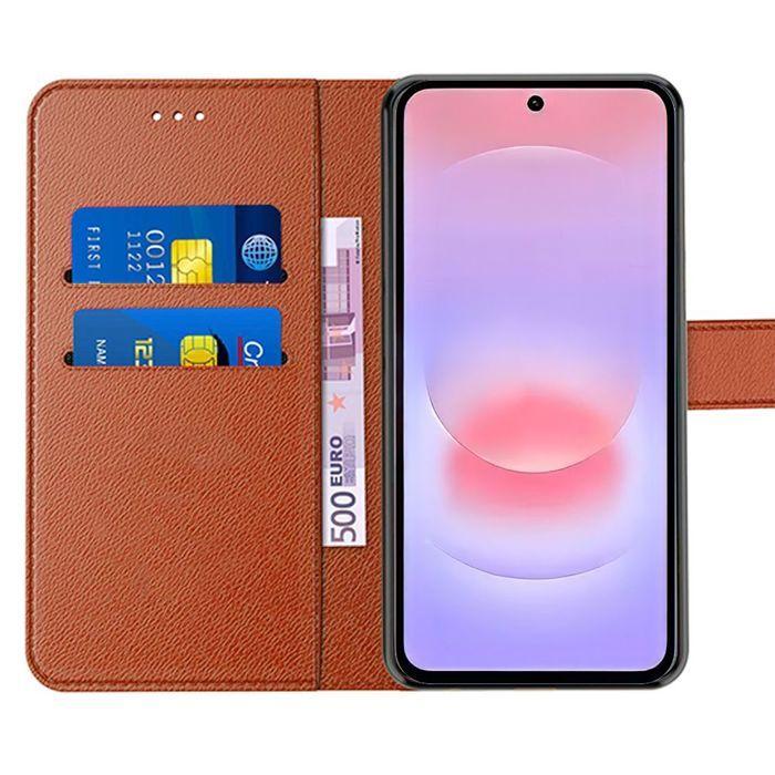 Coque pour Samsung Galaxy A37 5G, Protection Rabat Cuir Synthétique Antichoc Anti-Rayures Marron