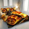 Flame Motorcycle Pattern Bedding Set, Motorcycle Duvet Cover with Pillowcase and Zipper,Soft Kids Teen Boys Bedding Set 2 Pcs