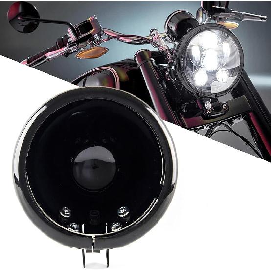 SKTYANTS 5.75 inch headlight housing backet with H4 Wiring Harness 5 3/4" 5.75 Inch headlight Bucket Housing Trim Ring for FXWG FXDWG FXST Motorcycle