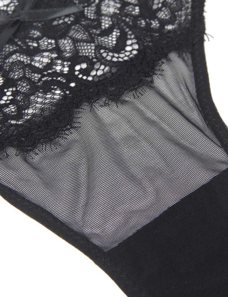 Comeondear Cute Lace Plus Sexy Mesh Sheer Underwear with Ribbon and Floral Breathable and Attractive Innerwear Women's T-Back Panties, Size, Print,