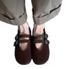 Sheepskin Version~ Temperament French Niche Design Sense with Soft Leather Retro Soft Sole Comfortable Women's Shallow Mouth Single Shoes
