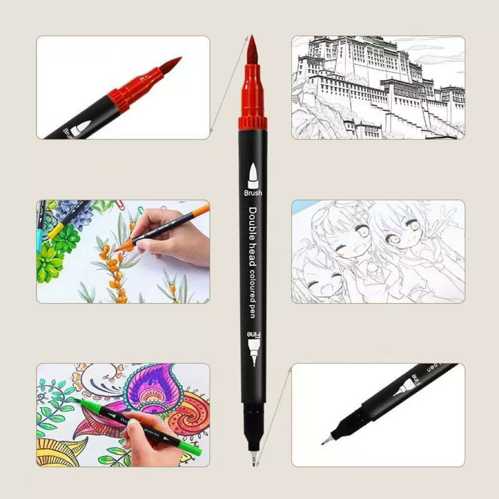 48pcs Professional Dual Tip Marker Pens, Quick Dry, No Bleed, Waterproof Ink
