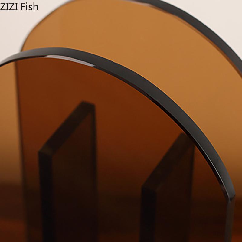 Brown Glass Vase Geometric Arch Vases Desk Decoration Artificial Flower Decorative Flower Arrangement Room Aesthetic Decor