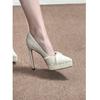 Temperament white French wedding shoes senior 2025 new pearl pointed bridal bridesmaid dress single shoes