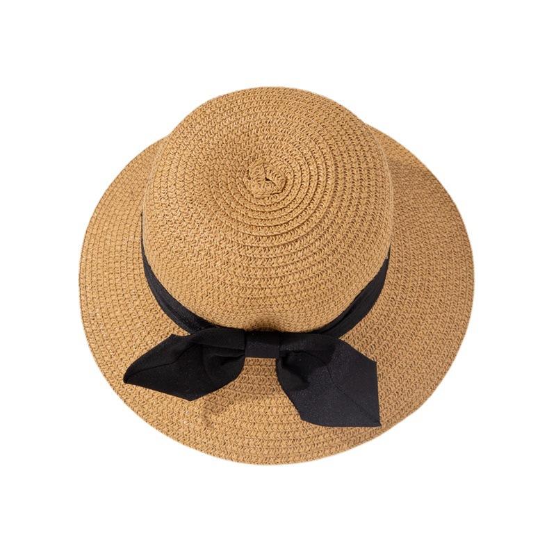 Parent-child mother and daughter children straw hat summer sunshade sun protection beach hat bow cute princess big eaves hat children tide