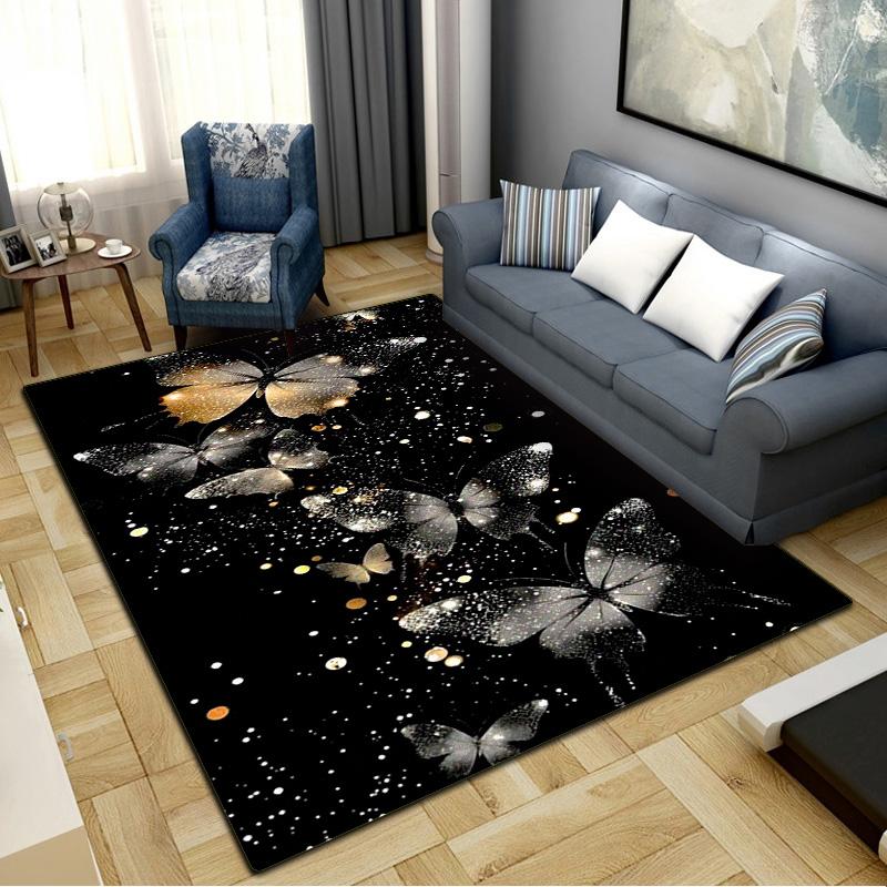 Butterflies Carpet Rug for Living Room Bedroom Home Sofa Decoration,Kids play Non-slip Floor Mat