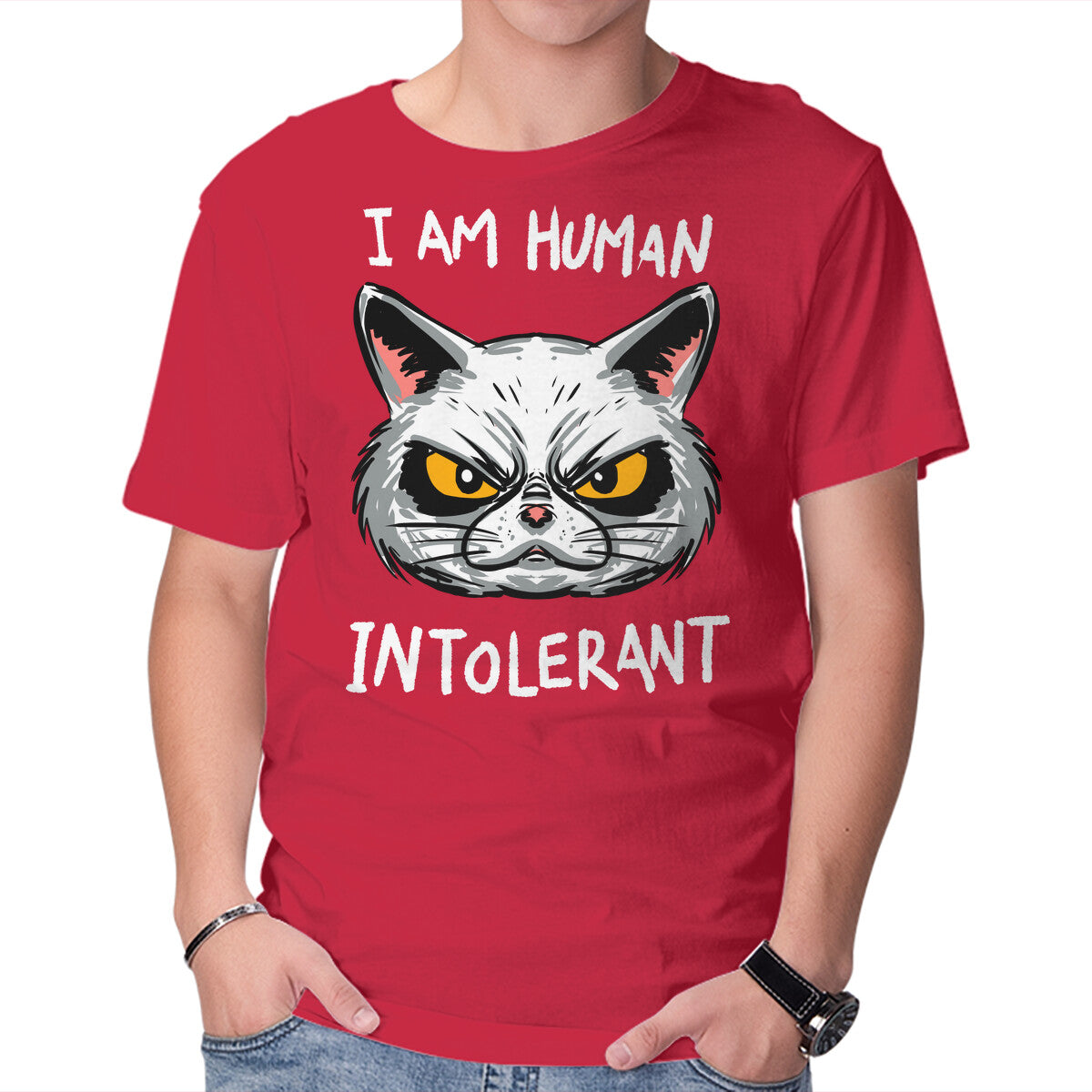 Unisex Crew Neck T-Shirt Human Intolerant Graphic Short Sleeve Casual Tee XXXXL