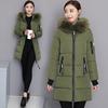 Winter new cotton-padded women's medium and long thickened hooded large fur collar cotton-padded women's large-size coat