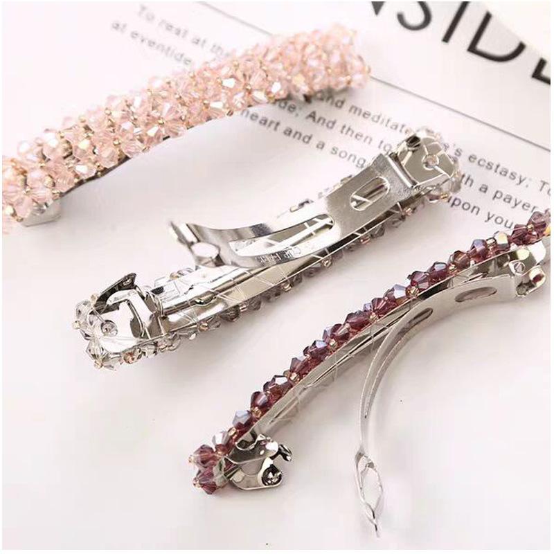 Light luxury crystal hairpin, high-end headgear, flash diamond edge clip, handmade jewelry, hair accessories.