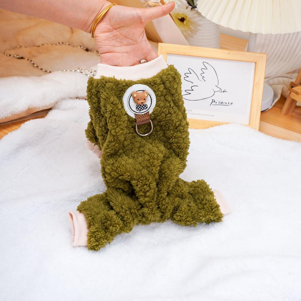 Autumn and Winter Plush Jumpsuit for Pets Puppies Cats Teddy Bears Plush Four Legged Clothes Teddy Bears Small Dogs Pajamas