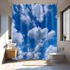 Blue Sky Shower Curtain White Clouds Nature Scenic Landscape Bathroom Decor, Waterproof Cloth Fabric with Hooks, 72x72 inch