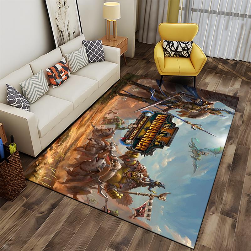 Fantasy Battlefield Design Rug, Warriors & Creatures Non-slip rug suitable for living room and bedroom sofas