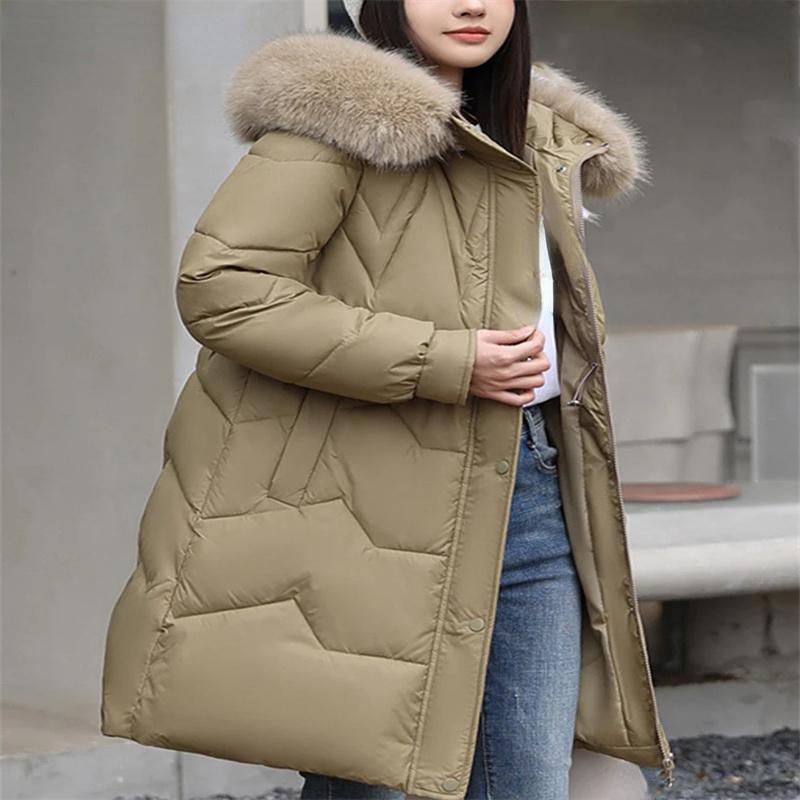 Botvotee Parka solidă pentru femei 2023, la modă nouă, vintage, șic, lejeră, parka cu fermoar, cu mânecă lungă, cu un singur piept