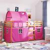 VidaXL Bunk Bed with Pink Curtains 75x190 Cm Solid Pine Wood, Bed, Bed Frame, Low Bunk Bed, Bedroom Furniture 3284017