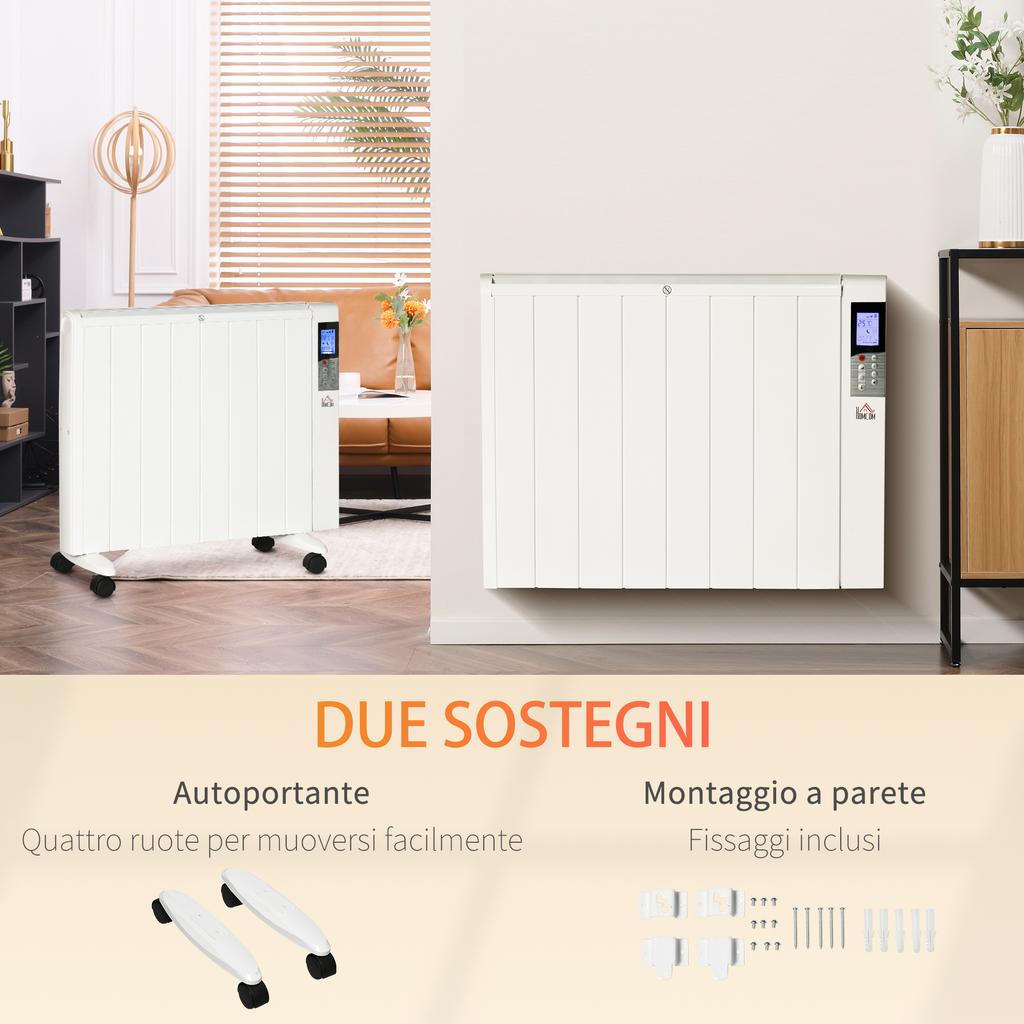 Electric Heater of 1000/2000W with Timer and Heat Settings for Rooms max 15 m², 75x31x66.5 cm, White