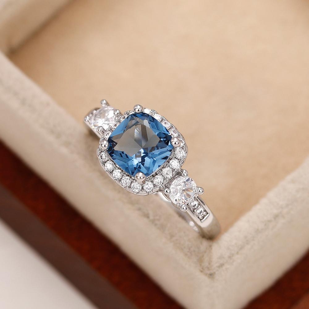 New Unique Blue Cubic Zirconia Rings 2022 Temperament Luxury Engagement Wedding Bands Women's Rings Anniversary Party Jewelry