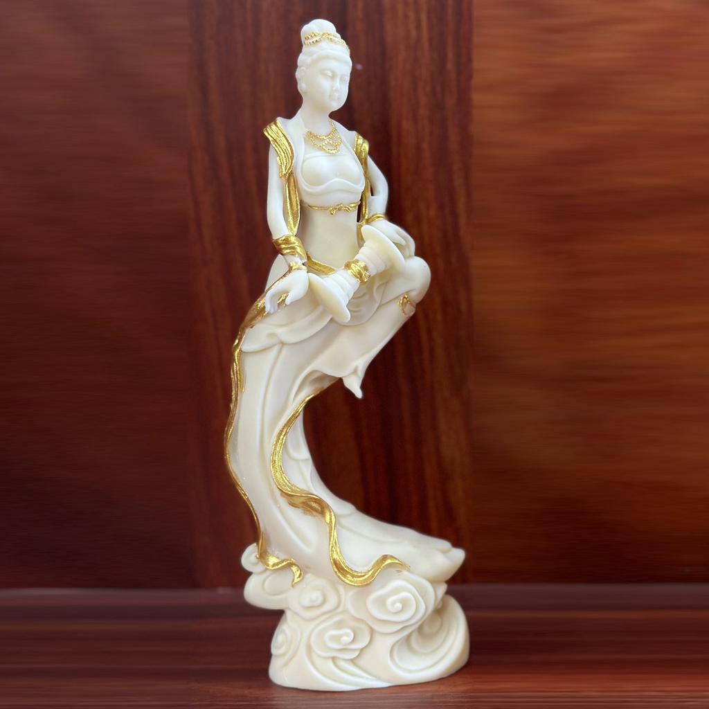 Home Decoration Accessories Ivory Fruit Wood Carving Dunhuang Flying Beauty Ornament Chinese Classical Living Room Decorations