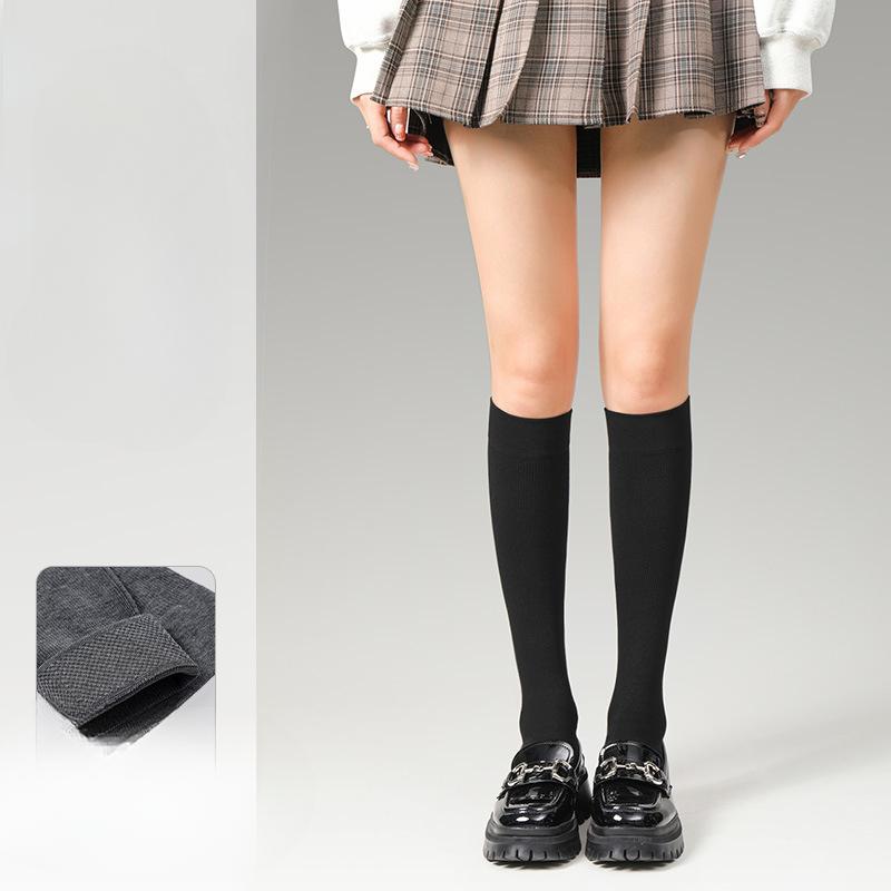 Women's Autumn and Winter Thick Solid Color Pull A Micro Pressure Leg Long Leg Socks