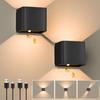 Black Rechargeable LED Wall Light 3000K with Motion Detector and Adjustable Beam - 15x18x3 Cm
