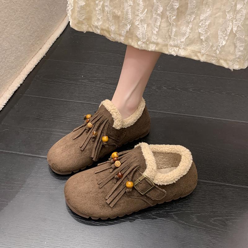 Women's fur one thick bottom heightening winter lightweight padded warm snow boots non-slip wear casual sports cotton shoes