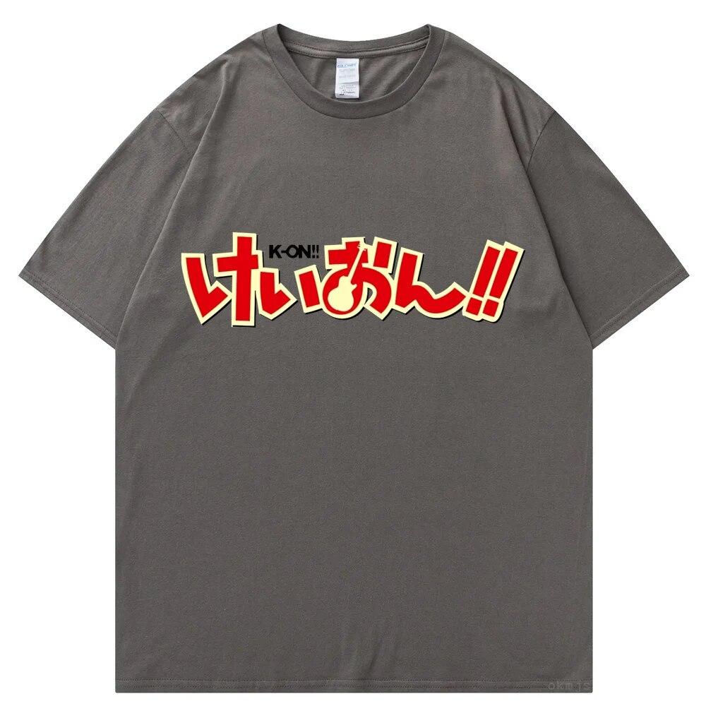T-Shirt Unisex k-on Grafik weißes T-Shirt Vintage Grunge Japan T-Shirt Grafikästhetik Übergroßes Baumwoll-Kurzarm-T-Shirt T-Shirt