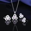 Waves European and American Lucky Leaf Set Ring Necklace Earrings Women's Premium Temperament Women's Accessories