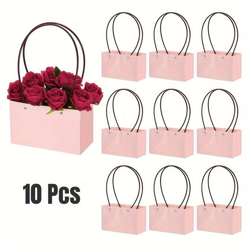 Kraft Paper Folding Tote Bag-shaped Waterproof Teacher's Day Basket, Flower Box, Flower Art Arrangement, Gift Flower Bag