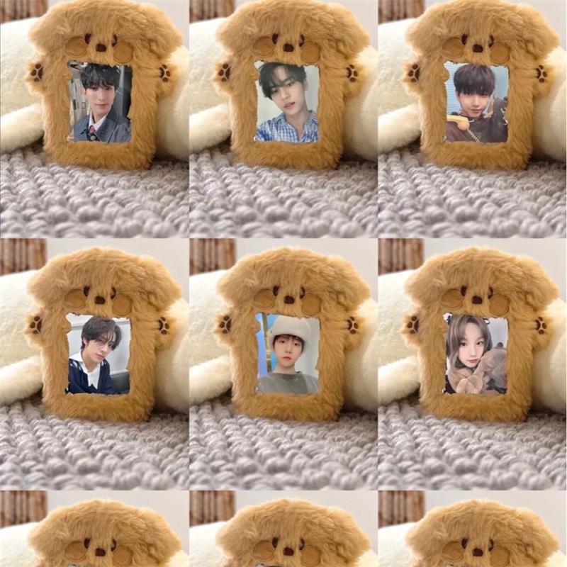 Cute Puppy Dog Plush ID Card Protect Holder Idol Photo Display Card Holder Students Card Storage Book Keychain Bag Pendant Gifts