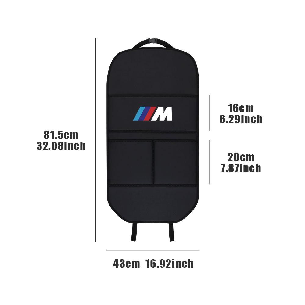 For BMW M Car Seat Back Storage Bag Multifunctional Storage Anti-Kick Mats Large Capacity Car Backseat Organizer Protector Pad
