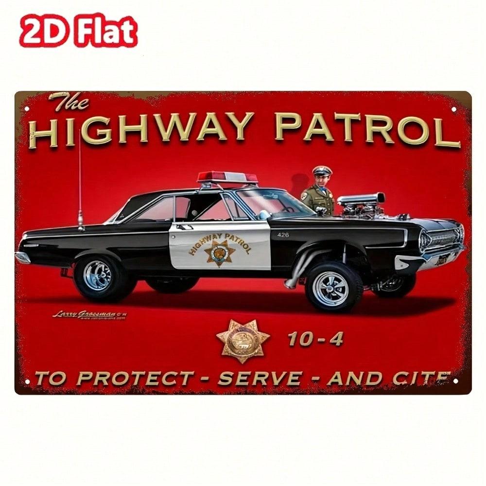 

Retro Tinplate Highway Patrol Car Sign, Vintage Metal Wall Decor for Man Cave Garage Bar 20x30 різнокольоровий