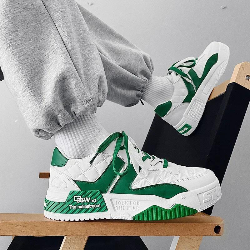Quality Men Casual Shoes Student Casual Sneakers Male Two-tone Lace Up Trainers Fashion Mens Sneakers Vulcanized Tenis Masculino