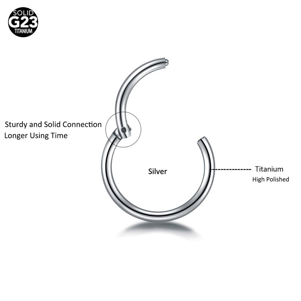 1/5PCS Titanium Segment Nose Rings Gold Color Body Clips Hoop For Women Men Conch Helix Cartilage Rook Earring Piercings Jewelry