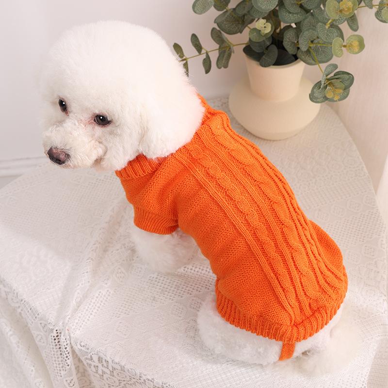 

Dog WarmTurtleneck Sweater Solid Color Soft Coat Cat Clothes Pullover Dog Winter Orange Green Sweater Small Pet Clothes 4 помаранчевий