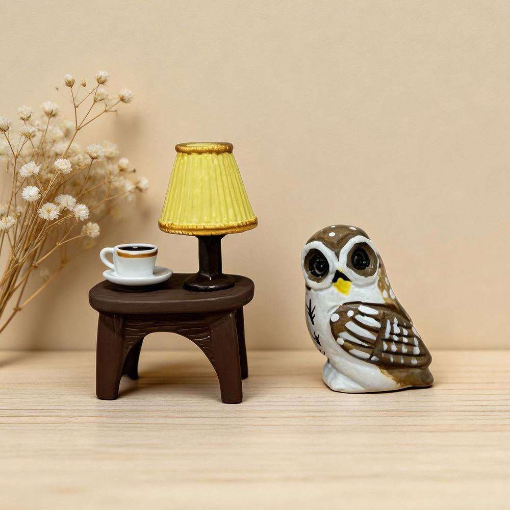 Hand Carved Mini Decorative Wooden Owl Figurines Cute Hand-Painted Owl Statue Kawaii Desk Decor Ornament Gift for Owl Lovers