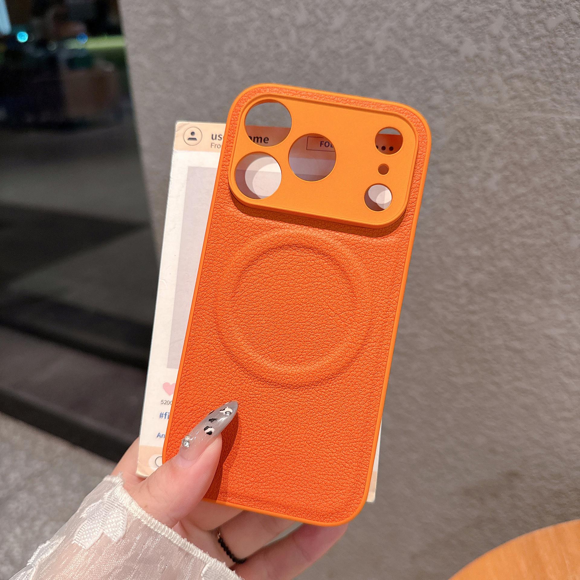 Lychee Pattern Magnetic Phone Case for iPhone 17 Pro - Drop-proof, Full Coverage. Apple 16