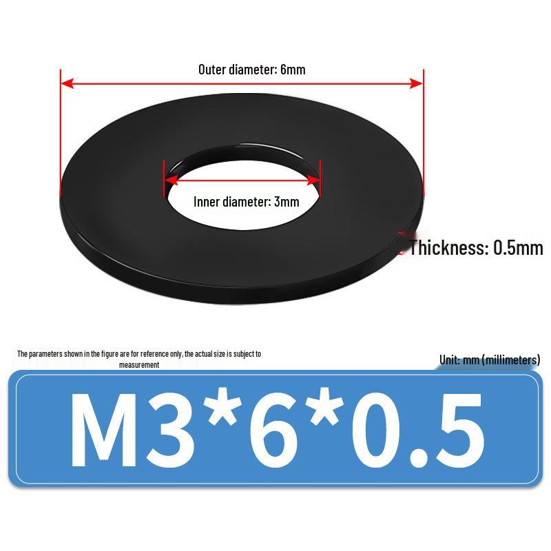 8.8 Grade Black Hardened High-Strength Oversized Flat Metal Spacer Washer (M2-M8)