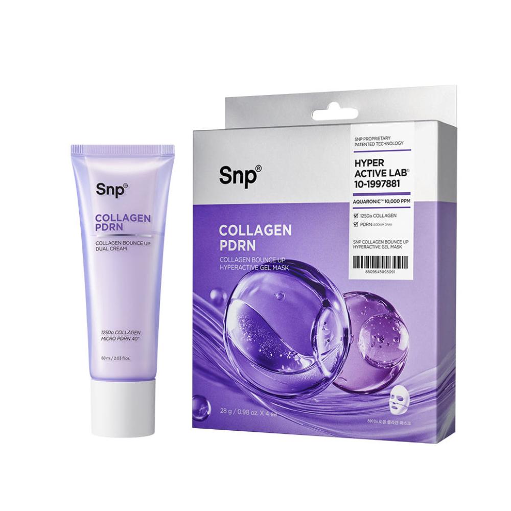 Snp Collagen Bounce Up Dual Cream 60ml and Gel Mask 28g Firming and Elasticity Skincare Duo Set