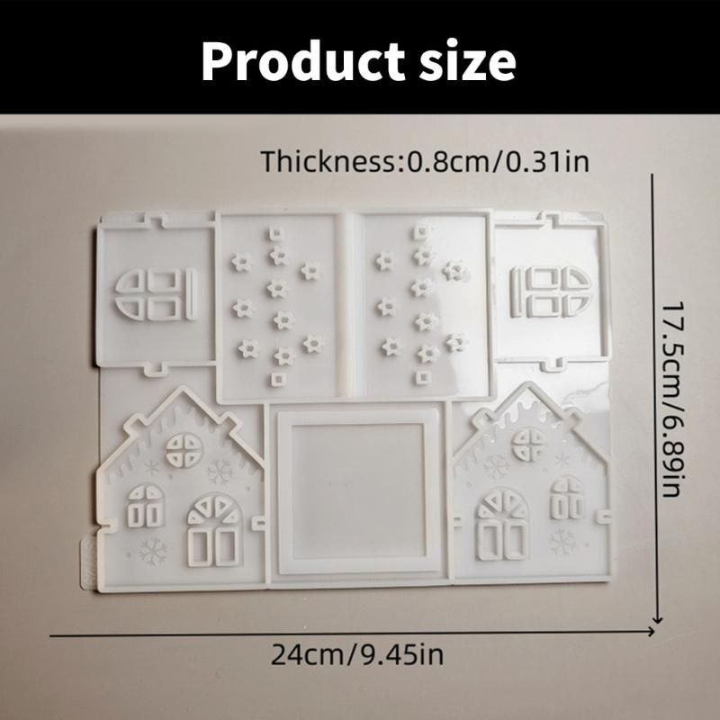 Flexible Sturdy Silicone Epoxy Resin Castes Mold Christmas House Shaped Molds Accessory for Craft and Home Decoration