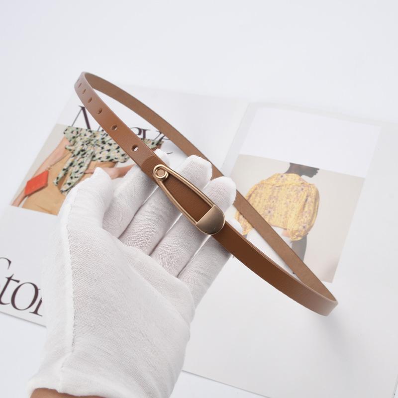 New arrival calfskin belt women's silm pattern thin belt
