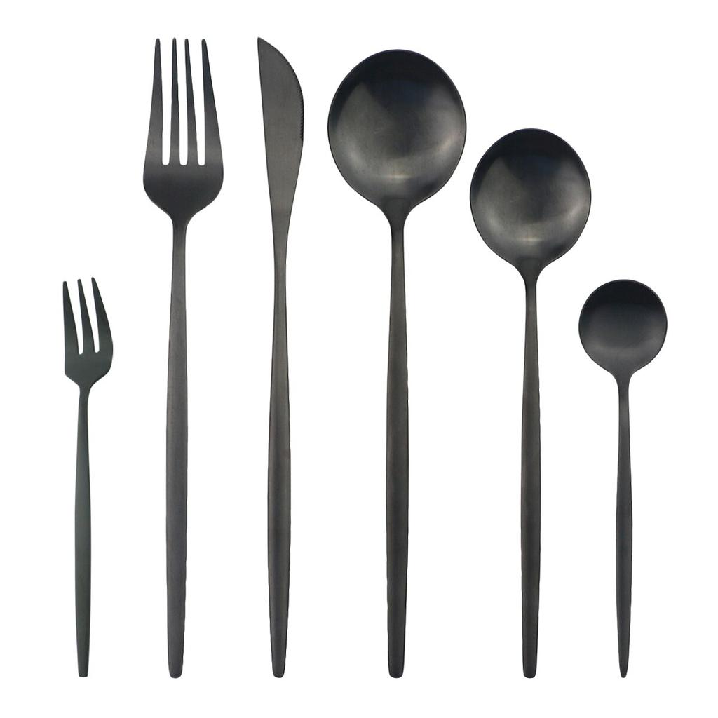 Set Gold Cutlery Dinnerware 6pcsset Knife Cake Fork Tea Dessert Spoon Tableware Stainless Steel Flatware Kitchen Silverware Set